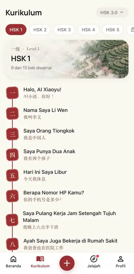 Kurikulum HSK 4 dengan 20 bab dari buku resmi HSK 3.0